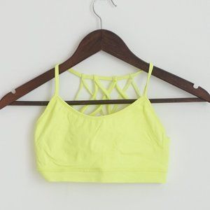 Fabletics Neon Yellow Strappy Sports Bra Size Small